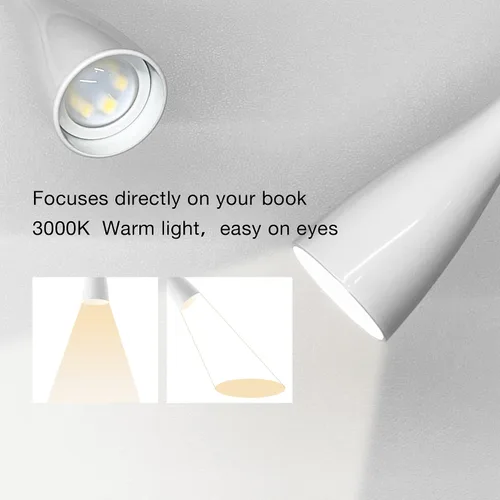 Vista 6 de Luz de lectura de pared para libros en la cama, lámpara de pared de cabecera con salida USB, lámpara de lectura regulable con 5 controles táctiles