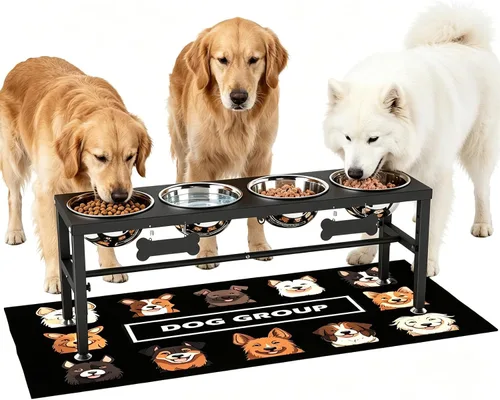 Vista 12 de ADENGL Cuenco elevado de metal para perros, soporte elevado para comedero de perros de 10" de alto con 2 cuencos de acero inoxidable de 42oz