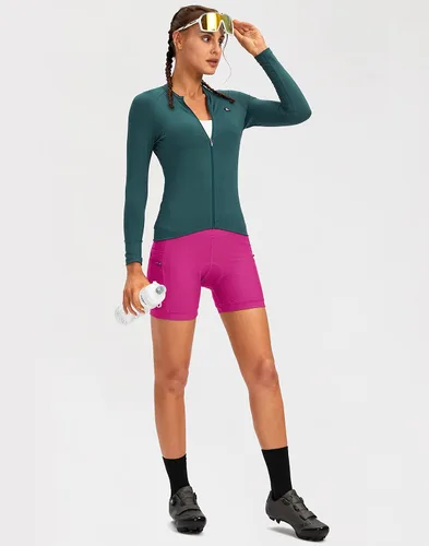 Vista 6 de Bikewa Pantalones cortos de ciclismo acolchados 4D para mujer, ropa interior de ciclismo, ciclismo de carretera, pantalones cortos para mujer