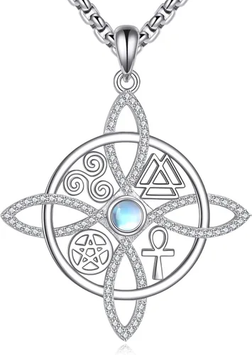 Vista 52 de YAFEINI Collar con dije de nudo de bruja de plata de ley, amuleto de bruja de cruz celta, regalo para mujer