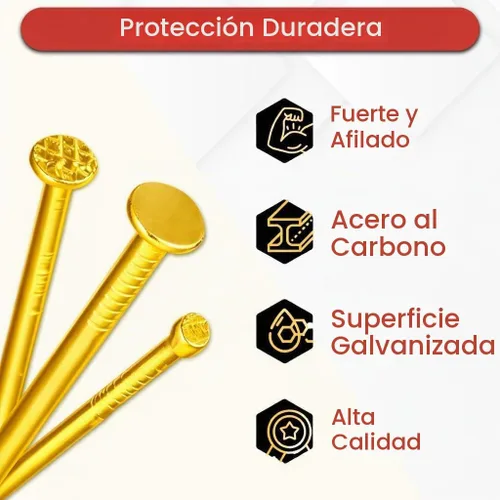 Vista 3 de Kit surtido de uñas, 700 uñas de acero galvanizado para colgar fotos