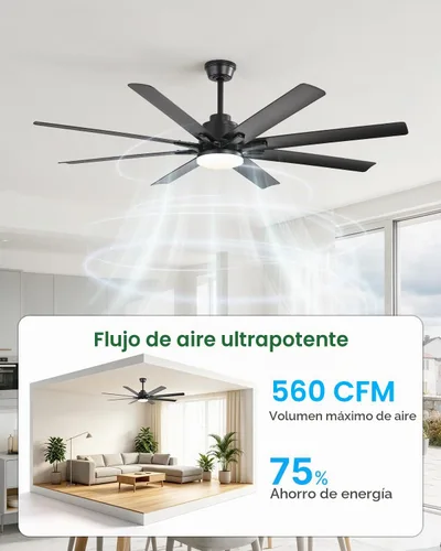 Vista 6 de Sofucor - Ventiladores de techo de 52 pulgadas con luces, ventilador de techo inteligente para interior/exterior con control remoto, funciona