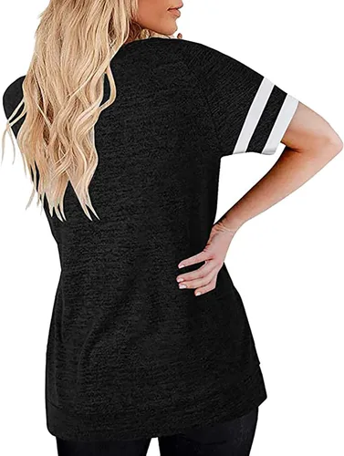 Vista 2 de Basicspace Camisetas casuales de verano para mujer, de manga corta, cuello redondo, ajuste holgado