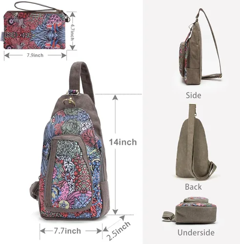 Vista 2 de Black Butterfly Bolsa de pecho prémium para mujer, bandolera pequeña, mochila de pecho para moda y ligera