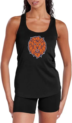 Vista 227 de Camiseta deportiva sin mangas oficial de NCAA Collegiate para mujer, con espalda cruzada, colección con logotipo primario