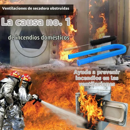 Vista 7 de Kit de limpiador de ventilación de secadora, cepillo de pelusa y manguera Azul
