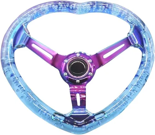 Vista 10 de Volante de Carreras de Acrílico Universal con Diseño en Forma de Corazón Volante Apto para la Mayoría de Vehículos, Coches de Carreras, RZR, Club