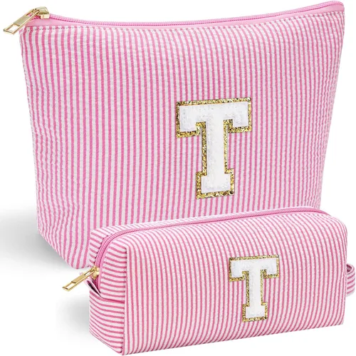 Vista 101 de YOOLIFE Regalos del Día de la Madre para Mujeres, Bolsa de Maquillaje con Iniciales, Bolsa de Maquillaje para Viaje, Bolsa de Maquillaje Negro
