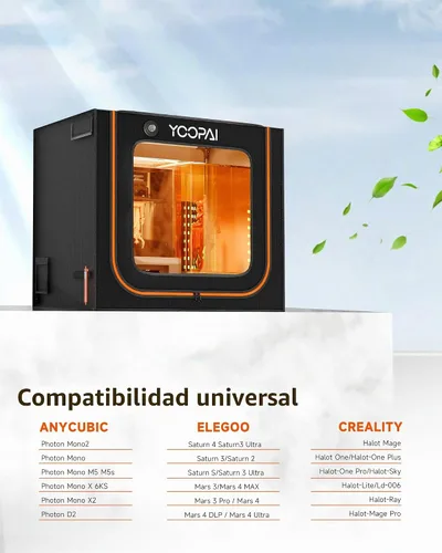 Vista 8 de Caja grande de resina para impresora 3D con kit de ventilación, luz LED, impresión 3D, cubierta ventilada para tienda de campaña, elimina olores, a