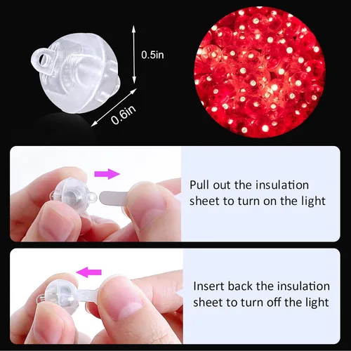 Vista 3 de 50 mini luces LED, globos de luz LED para decoraciones de fiesta, luces de fiesta de neón para linterna de papel, huevos de Pascua, fiesta de Rojo