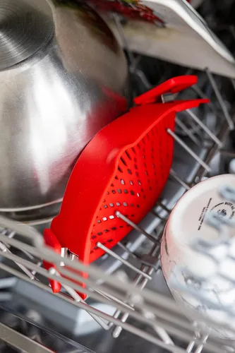 Vista 8 de Arlig Colador de pasta con clip de silicona, ajuste universal para todas las ollas y cuencos, escurridor a presión para carne, verduras, colador