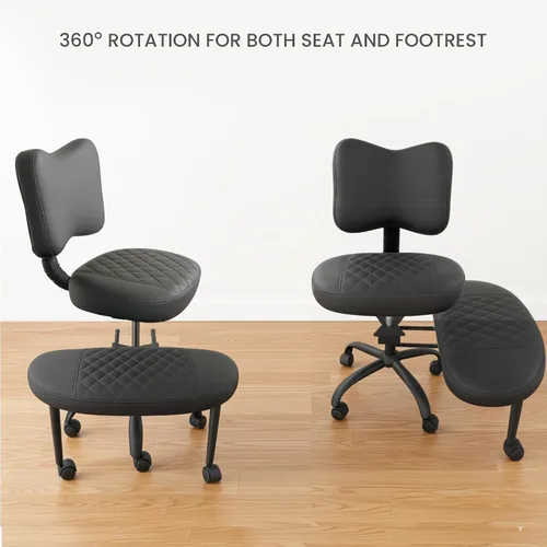 Vista 4 de Silla de oficina con patas cruzadas, silla de yoga para meditación, TDAH para adultos con soporte ergonómico para espalda, asiento acolchado