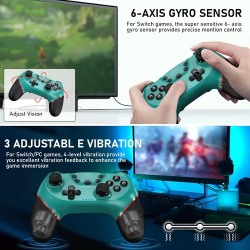 Vista 7 de Controller for Switch, Wireless Pro Controller for Switch 2SwitchSwitch LiteSwitch OLED, Remote Gamepad with Joystick, Adjustable Turbo Vibration