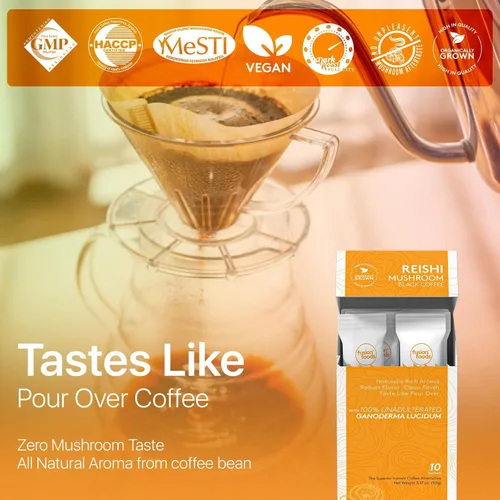 Vista 5 de fusion foods Café negro de hongos Reishi de Fushion Foods Mantente enfocado durante más tiempo, cero nerviosismo y apoyo inmunológico