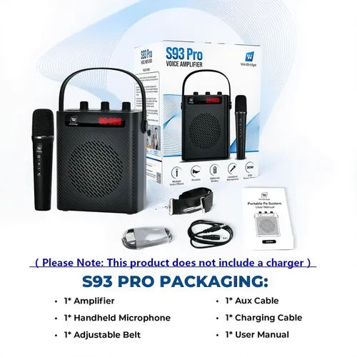 Vista 9 de Amplificador de voz con micrófono inalámbrico y altavoz - Sistema PA Bluetooth portátil mini con micrófono de mano, megáfono recargable ultraligero