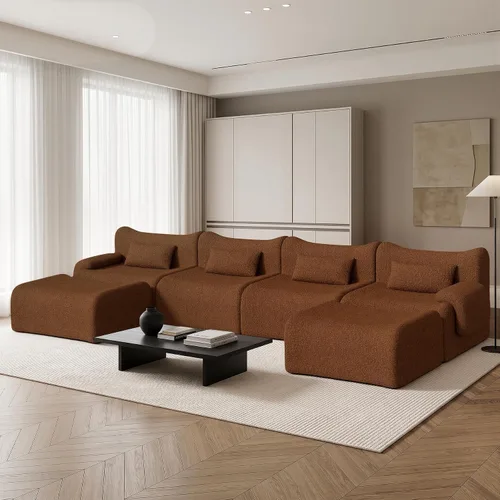 Vista 10 de Sofá modular modular de 126 pulgadas en forma de L para sala de estar, sofá modular de gran tamaño con asientos profundos, sofás modernos con Negro