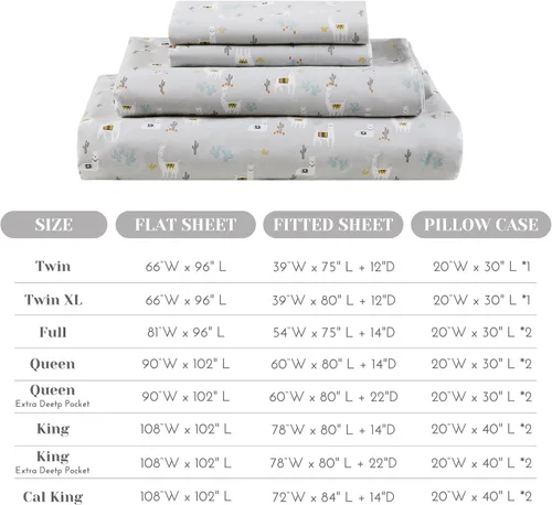 Vista 4 de Comfort Spaces Juego de sábanas 100% algodón transpirable, ligero, suave, con bolsillo elástico de 12 pulgadas que se adapta a colchones de hasta 14
