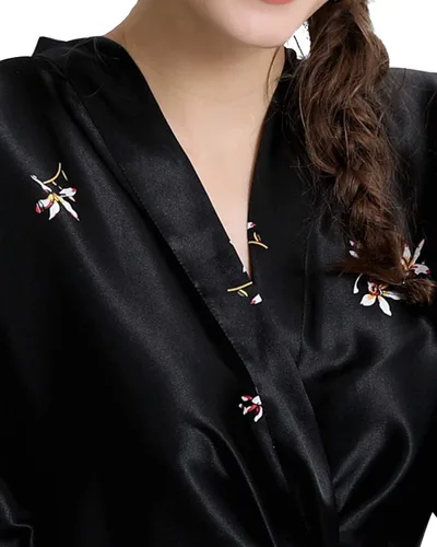 Vista 4 de Miureal Kimono Batas para mujer de satén de seda larga suave y ligera impresión camisón bata para dama de honor, spa, casa