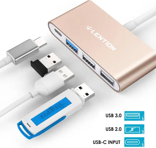 Vista 2 de LENTION Concentrador USB-C 4 en 1 con tipo C, USB 3.0, USB 2.0 para MacBook Pro (M1-M5) 2025-2016, iPhone 17-15, nuevo Mac Air/Surface, ChromeBook