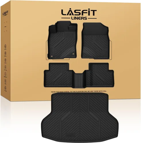 Vista 19 de LASFIT - Tapete de elastómero termoplástico para piso y maletero de automóvil, ajuste personalizado para todo tipo de clima, 1ª y 2ª fila, negro,