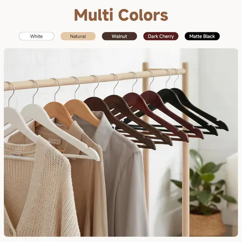Vista 8 de StorageWorks - Paquete de 20 perchas de madera para abrigos, camisas, chaquetas, pantalones y trajes, color cereza oscuro