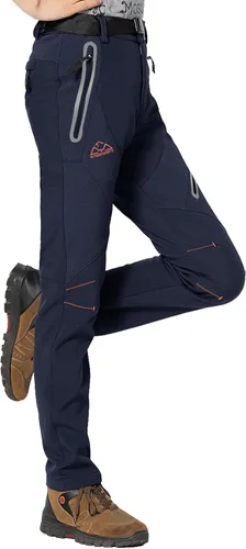 Vista 13 de Rdruko Pantalones de nieve para mujer, impermeables, aislados, con forro polar, térmico, para esquí, senderismo, pantalones de snowboard Verde
