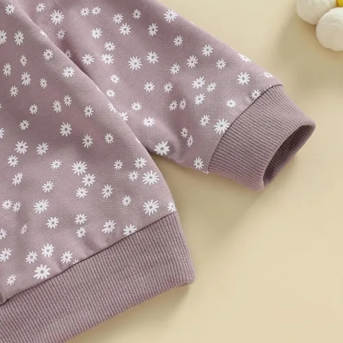 Vista 5 de Ropa para bebé recién nacida, atuendo de margaritas, camiseta de manga larga, pantalones, ropa de otoño e invierno