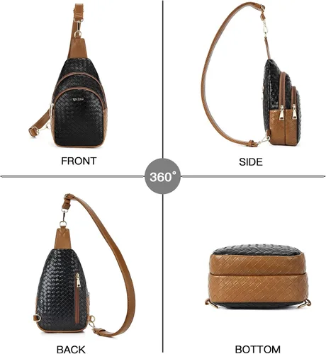 Vista 168 de Telena Riñonera pequeña para mujer, de cuero, cangureras, bolsa de pecho para mujer