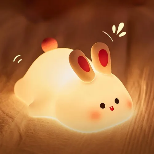 Vista 10 de Luz nocturna de gato para niños, lámpara de 7 colores, toque regulable, recargable portátil y esponjoso, luz nocturna LED de silicona, regalo