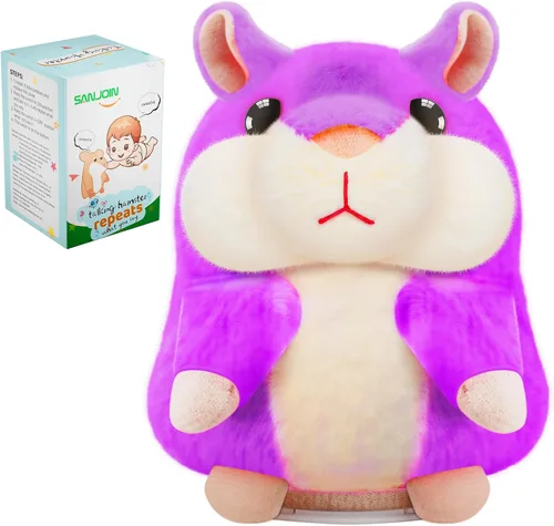 Vista 9 de SANJOIN Juguetes para niños pequeños, hámster parlante repite lo que dices para niños y niñas, animales de peluche, juguete sensorial interactivo