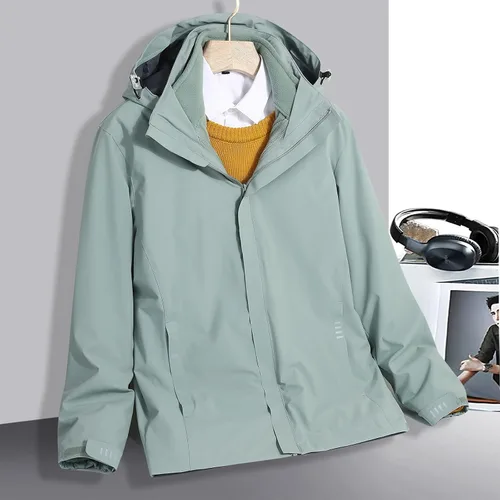 Vista 2 de Chaqueta de esquí para mujer, 3 en 1, con capucha, impermeable, resistente al viento, chaqueta de forro polar, impermeable, snowboard y montaña