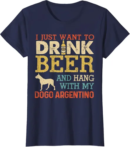 Vista 24 de Dogo Argentino - Camiseta vintage divertida para colgar con perro, Negro