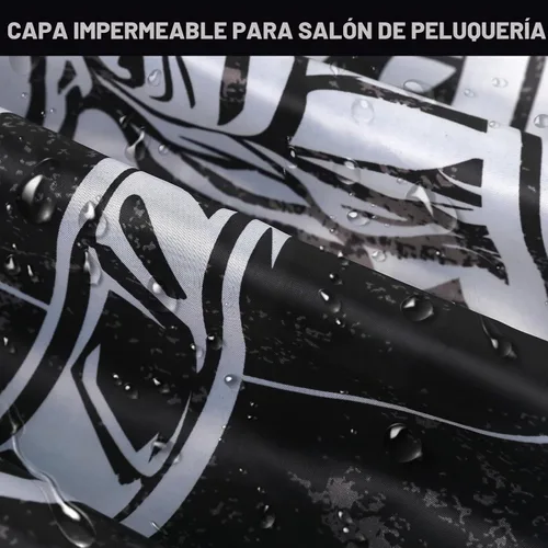 Vista 6 de Capa de peluquería profesional de 64 x 56 pulgadas para hombre, capa impermeable para cortar el cabello con cuello elástico y cierre ajustable, capa