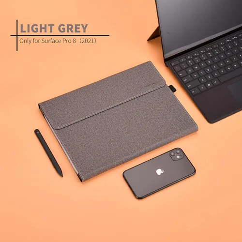 Vista 6 de Funda para Surface Pro 8 de 13 pulgadas 2021, compatible con teclado tipo y soporte, funda de piel sintética de alta calidad con múltiples ángulos