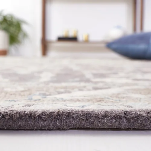 Vista 4 de SAFAVIEH Blossom Collection - Alfombra decorativa, 2 x 3 pies, gris oscuro y marrón claro, lana hecha a mano, ideal para zonas de alto tráfico