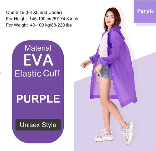 Vista 2 de Potosala Paquete de 2 chaquetas de lluvia, poncho de lluvia, reutilizables, impermeables, impermeables, para lluvia (EVA), transparentes, unisex