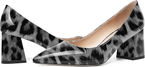 Vista 6 de SHOWFOREST Zapatos de tacón medio grueso para mujer, con puntera puntiaguda, de 2.5 pulgadas