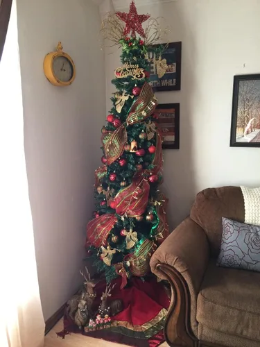 Vista 7 de ERGOMASTER Árbol de Navidad de lápiz de 6 pies, árbol de Navidad artificial delgado con 400 puntas de ramas de PVC, soporte de metal resistente