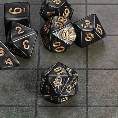 Vista 4 de CiaraQ Juego de dados poliédricos de 7 piezas para juegos de mesa MTG de Negro