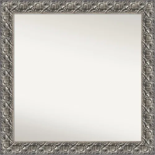 Vista 272 de Amanti Art Espejo de baño plateado para sobre fregadero, 26 x 26 pulgadas, espejo cuadrado de níquel pulido, marco de madera tradicional mediano, se
