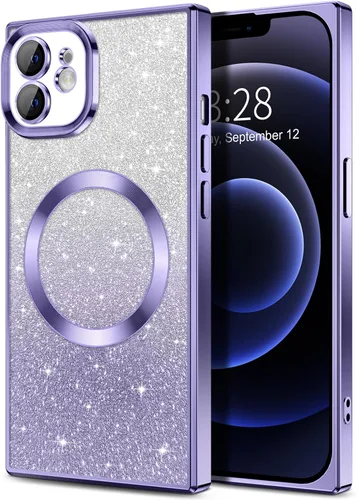 Vista 12 de Hython Funda para iPhone 13 Pro transparente con purpurina magnética [compatible con MagSafe] Protector completo de lente de cámara delgado