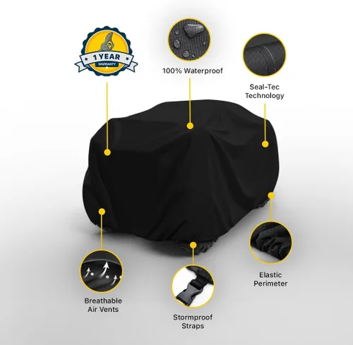 Vista 2 de Seal Skin Covers Funda para todo clima ATV, funda resistente para 4 ruedas, impermeable, protección al aire libre con sistema de hebillas a prueba