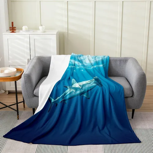 Vista 14 de Erosebridal Hammerhead Shark Flannel Blanket 40x50 Marine Life Fuzzy Plush Throw for Sofa Couch Hammerhead Shark Lover Gifts Ocean Sealife Fleece