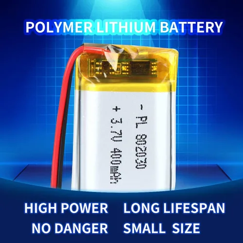 Vista 3 de Batería de 3.7V 400mAh 802030 Li-ion Li-Po recargable de iones de litio con conector de paso de 2P PH 0.079 in