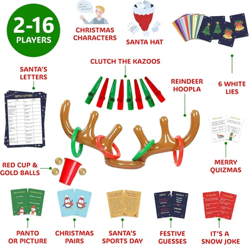Vista 4 de Gutter Games 12 juegos de Navidad - Paquete de noche de juegos familiares para niños y adolescentes - Divertidos juegos de fiesta de Navidad