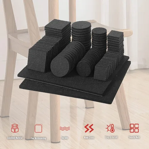 Vista 7 de 48 almohadillas de fieltro para muebles, almohadillas cuadradas de 0.63 pulgadas, protectores de suelo autoadhesivos antiarañazos para pies