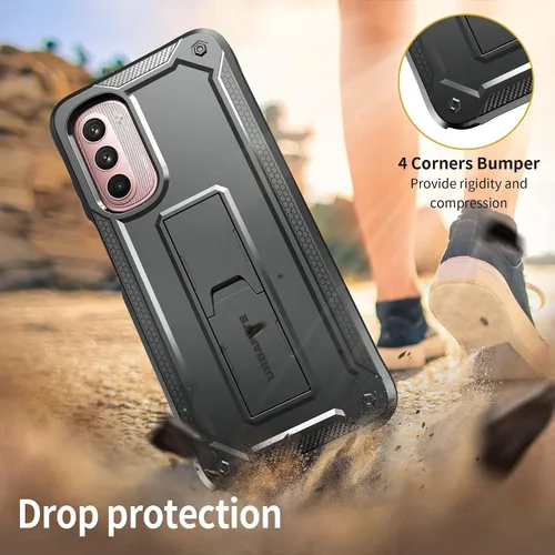 Vista 4 de URBANITE Funda protectora resistente a prueba de golpes para Motorola Moto G Stylus 4G (2022), de grado militar, con protector de pantalla y soporte