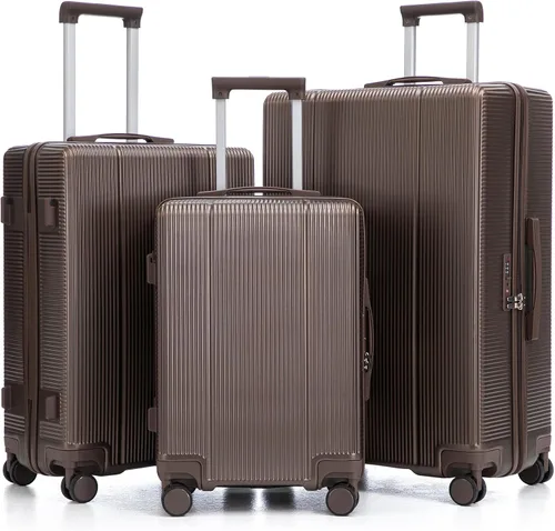 Vista 117 de Merax 3 piezas expandible ABS Hardshell equipaje Sets Spinner Wheel Maleta TSA Lock Suit Case, Apertura frontal negra, Juego de 2 piezas, Maleta