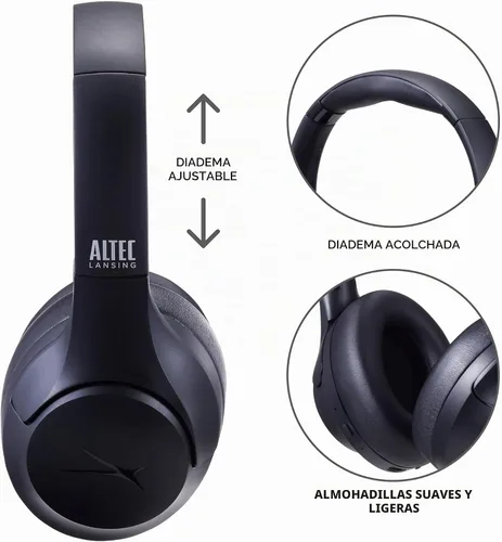 Vista 4 de Altec Lansing ComfortQ 2.0 - Auriculares Bluetooth inalámbricos con cancelación de ruido con batería de 50 horas, diseño plegable, asistente de voz