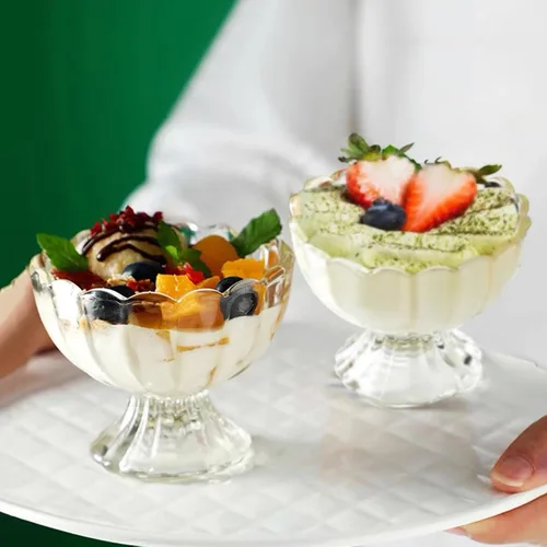Vista 7 de Tazón de postre para helado, juego de 6, 6oz de cristal vintage con base pesada, taza para helado, fruta, postre, aperitivo, condimento (6)
